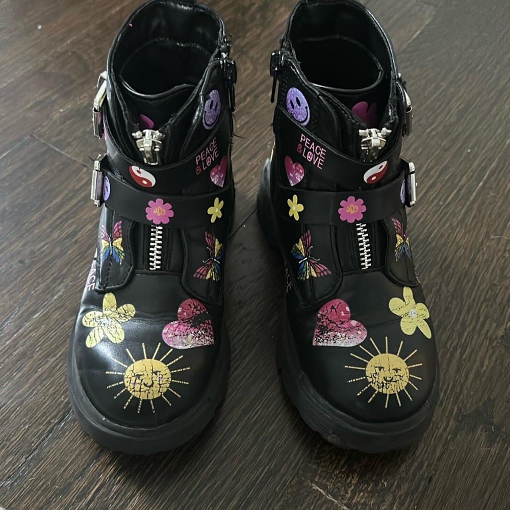 Steve Madden Black Multi Combat Boots Size 12